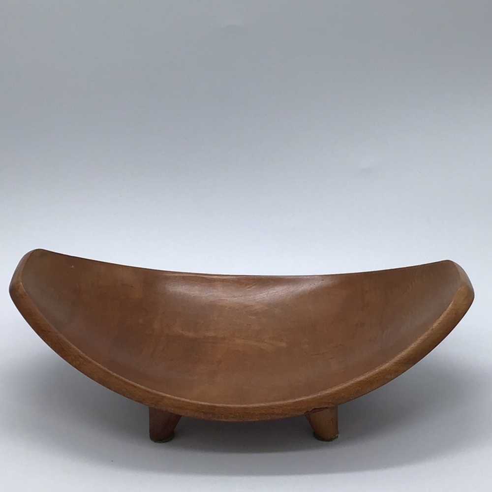 MCM Footed Wood Fruit Sling / Serving Tray